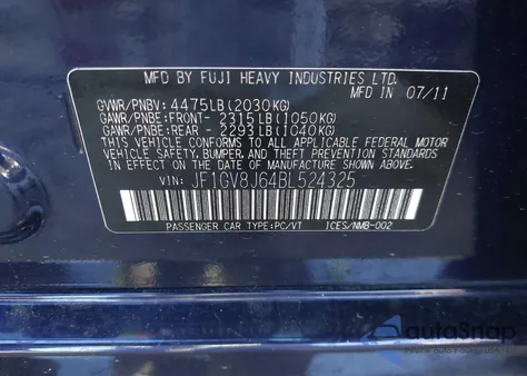 2011 Subaru Impreza Wrx Sti z USA, uszkodzony, nr VIN JF1GV8J64BL524325